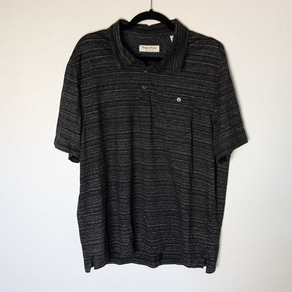 English Laundry Charcoal Striped Polo Shirt
